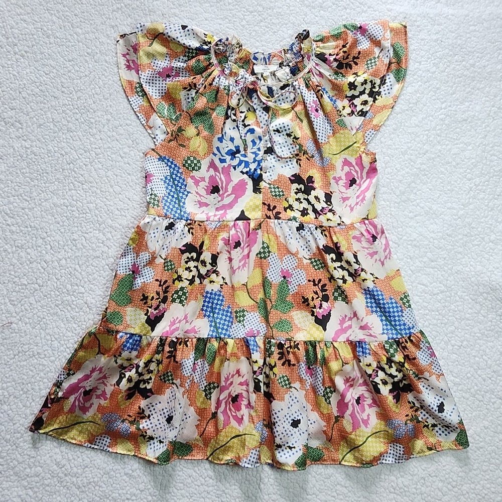 Floral Print Tiered Midi Dress Size Large